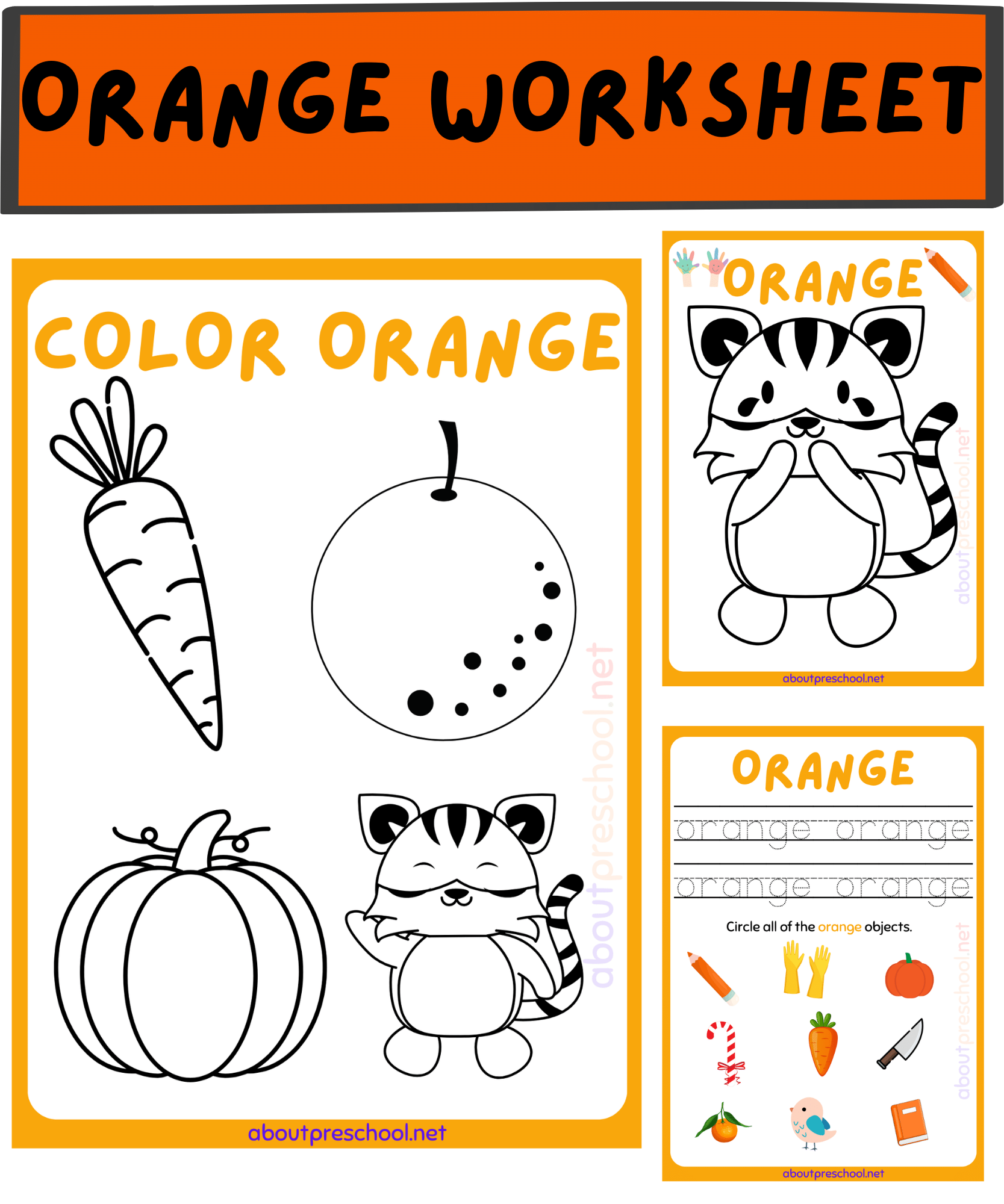 Orange Preschool Printables
