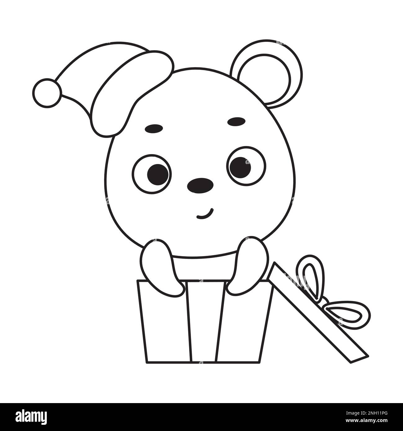 Coloring Page Cute Little Mouse Sitting In Gift Box Coloring Book 