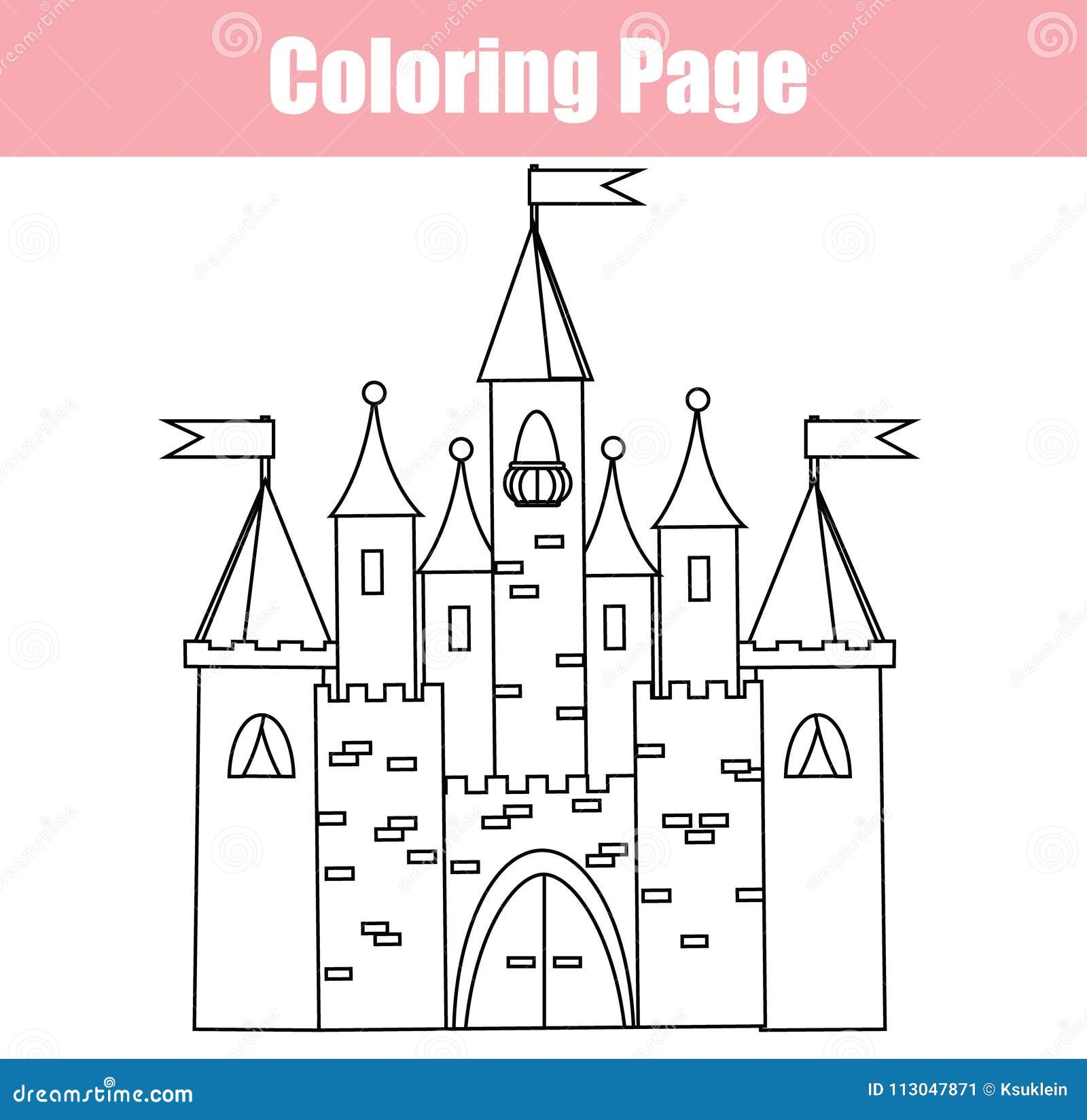 Coloring Page Educational Children Game Fairy Castle Drawing 