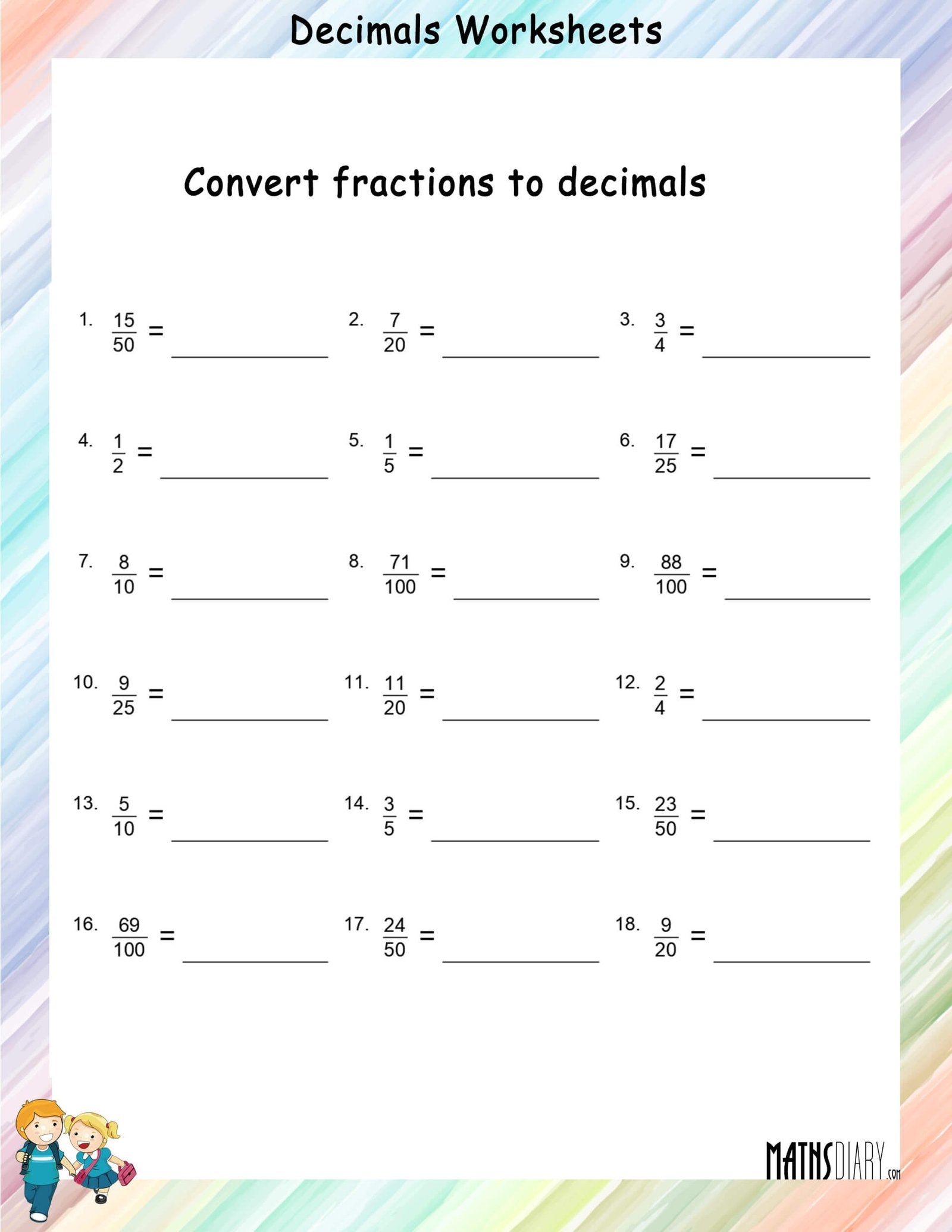 Math Decimals Worksheets