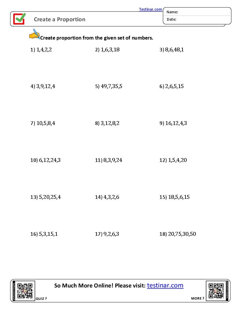 Create A Proportion Worksheets