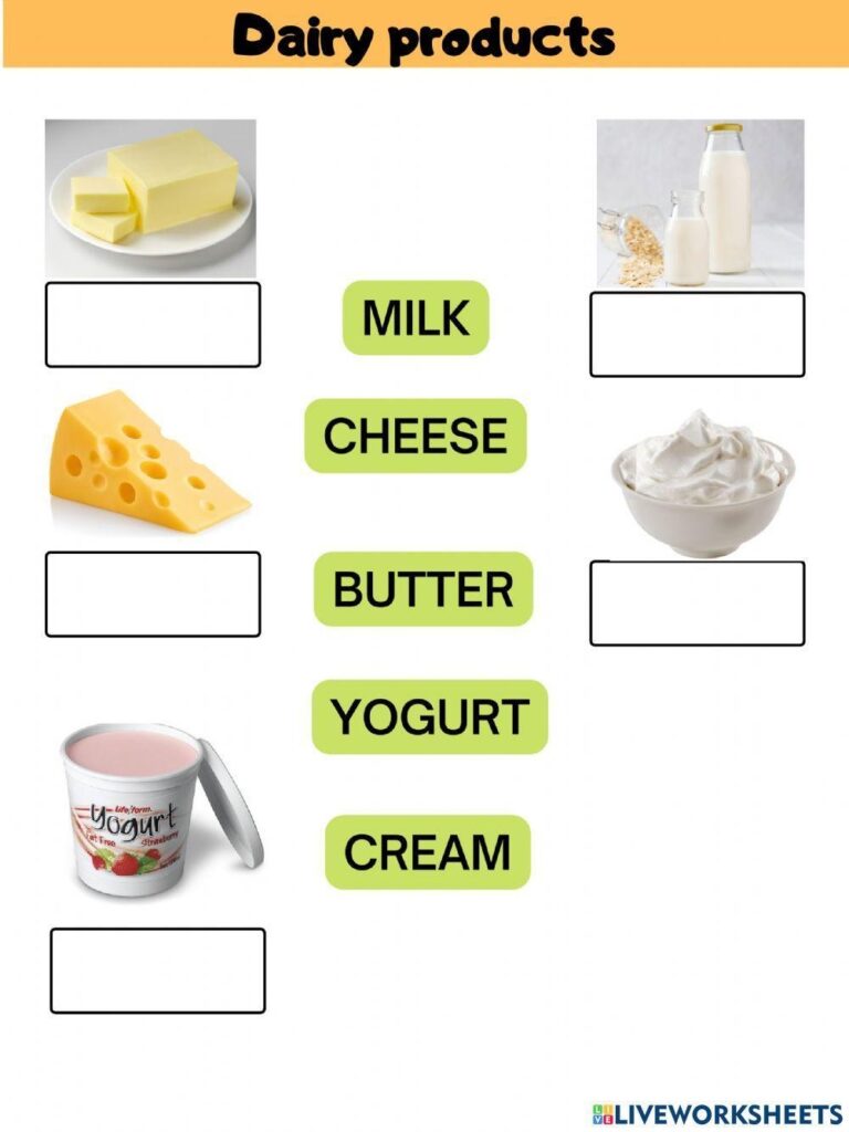 Dairy Products Online Worksheet For Bachiller Live Worksheets