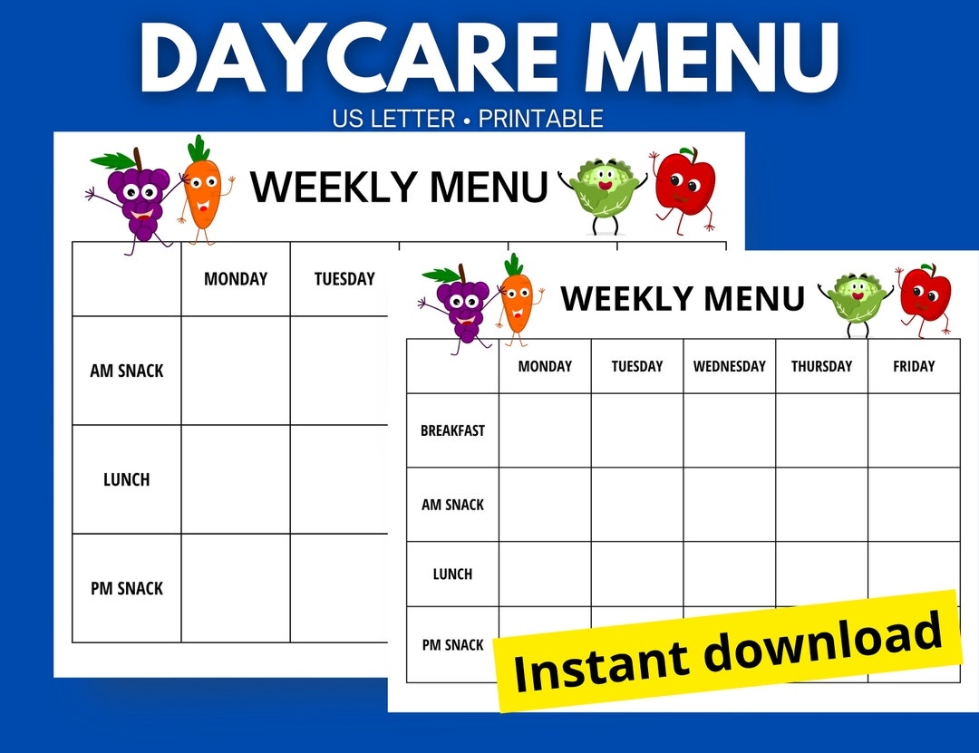 Daycare Retail Menu Weekly Preschool Daycare Retail Menu Weekly Preschool