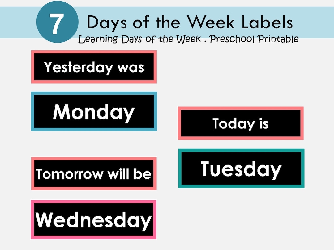 Days And Months Printable Days Of The Week Labels Days Of The 