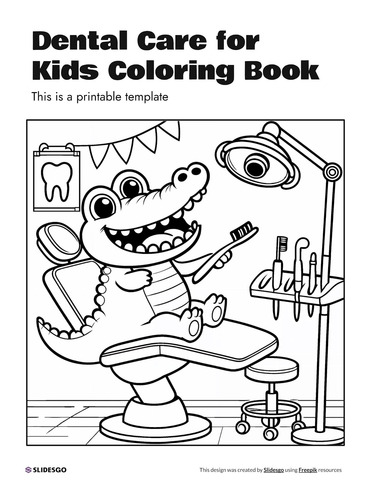 Dental Care For Kids Coloring Book Presentation