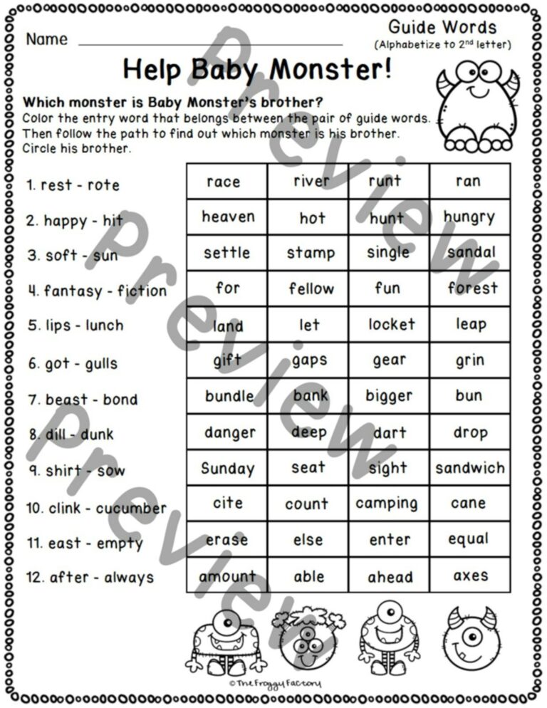 Dictionary Skills Worksheets Guide Words Made By Teachers