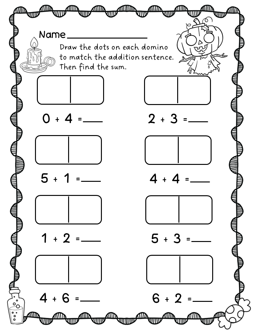 Kindergarten Domino Math Worksheets Kindergarten Domino Math Worksheets