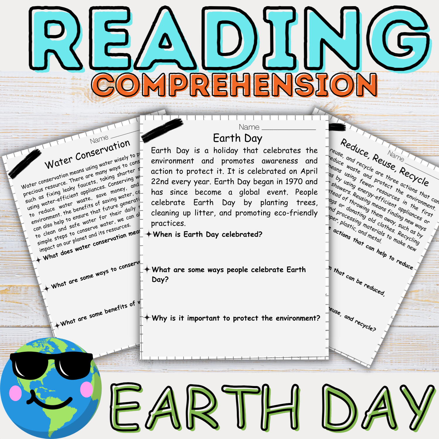 Earth Day Reading Comprehension Spring Reading Passages Close 