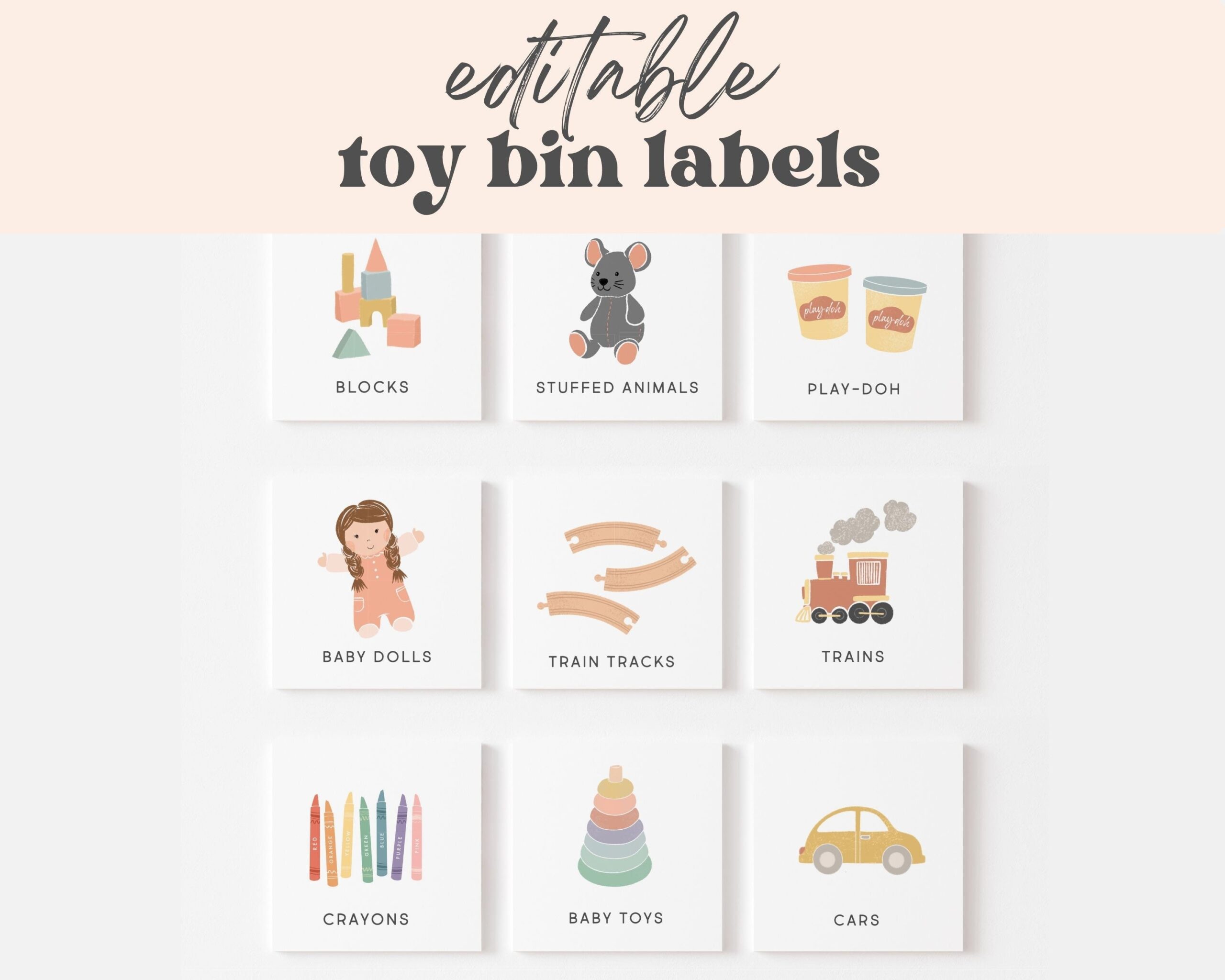 Editable Printable Toy Trofast Bin Storage Labels Visual Pictures 