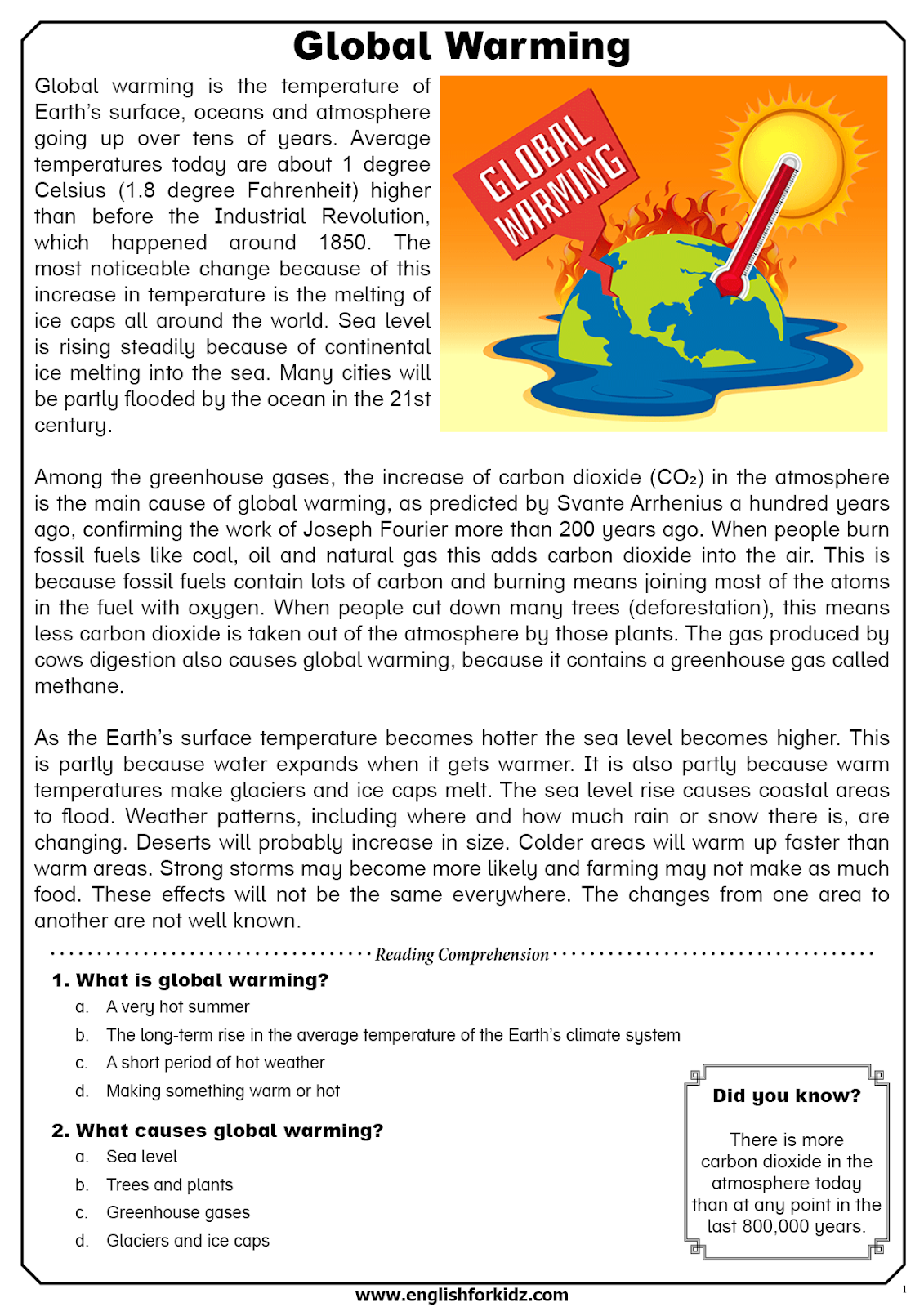 Weather Reading Comprehension Worksheets Pdf