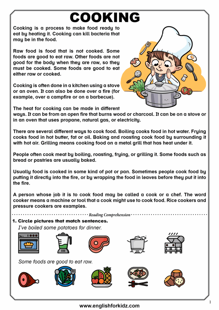 English For Kids Step By Step Reading Comprehension Worksheets