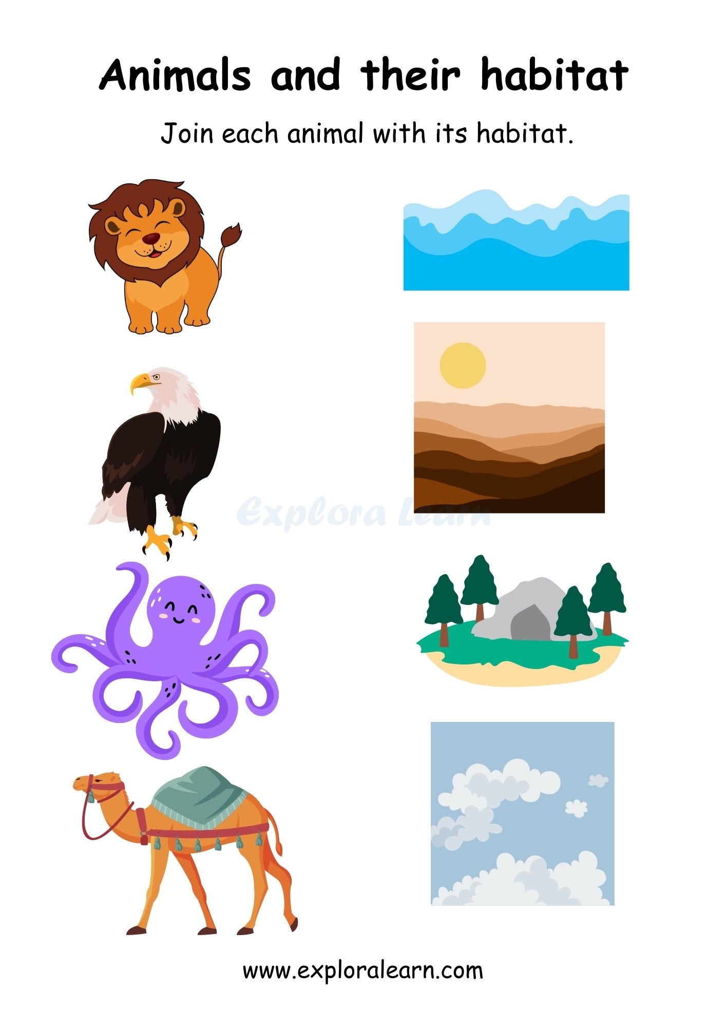 Explore Interactive Worksheets Animals Identification Habitats Babies Preschool And Kindergarten 2 To 6 Years Kids