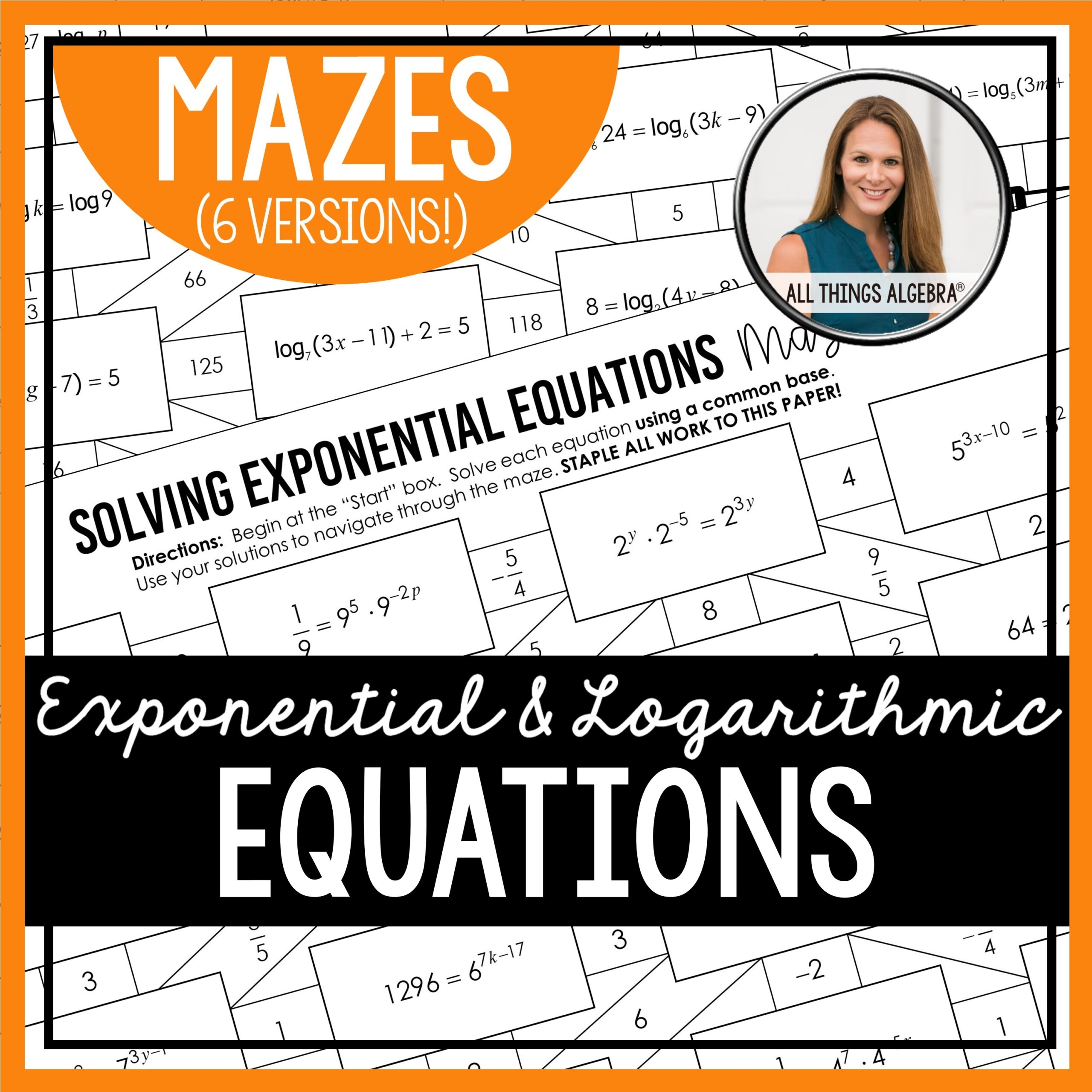 Exponential U0026 Logarithmic Equations Mazes All Things Algebra Exponential U0026 Logarithmic Equations Mazes All Things Algebra