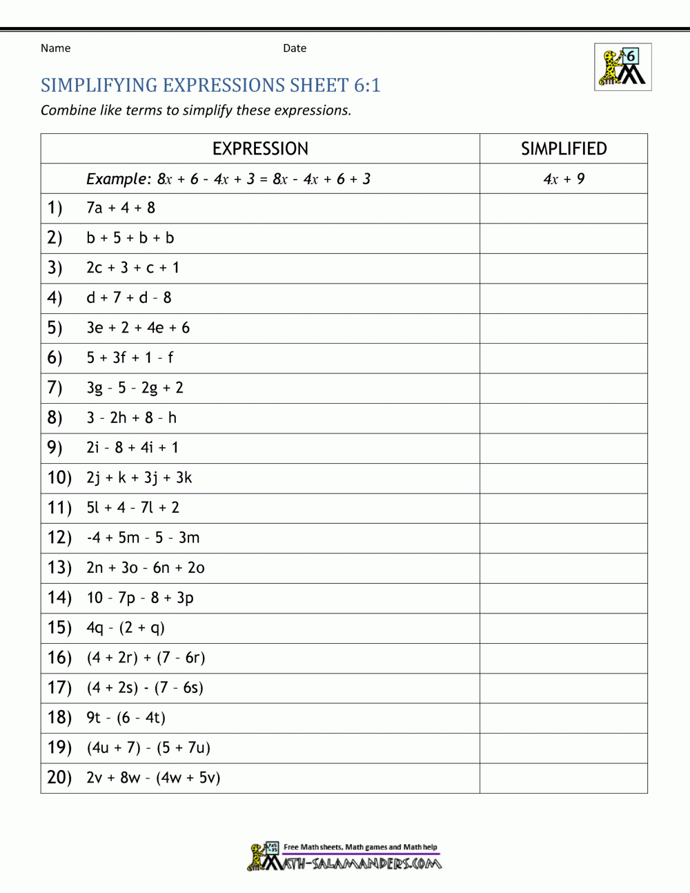 Expressions And Equations 6th Grade Worksheets Library Expressions And Equations 6th Grade Worksheets Library