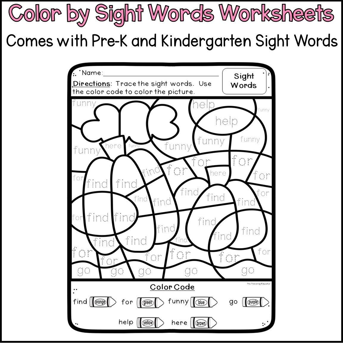 Pre Kindergarten Sight Words Worksheet