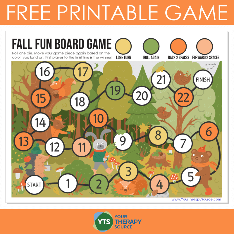 Fall Or Thanksgiving Game Board Free Printable Your Therapy Source