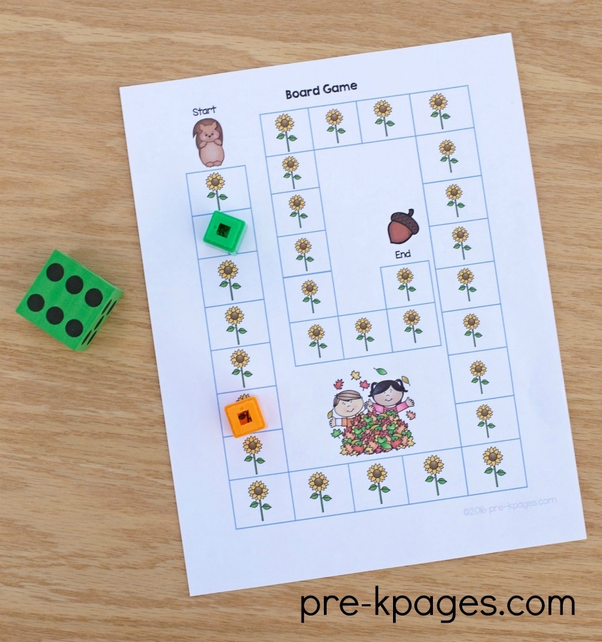 Preschool Printable Fall Board Games