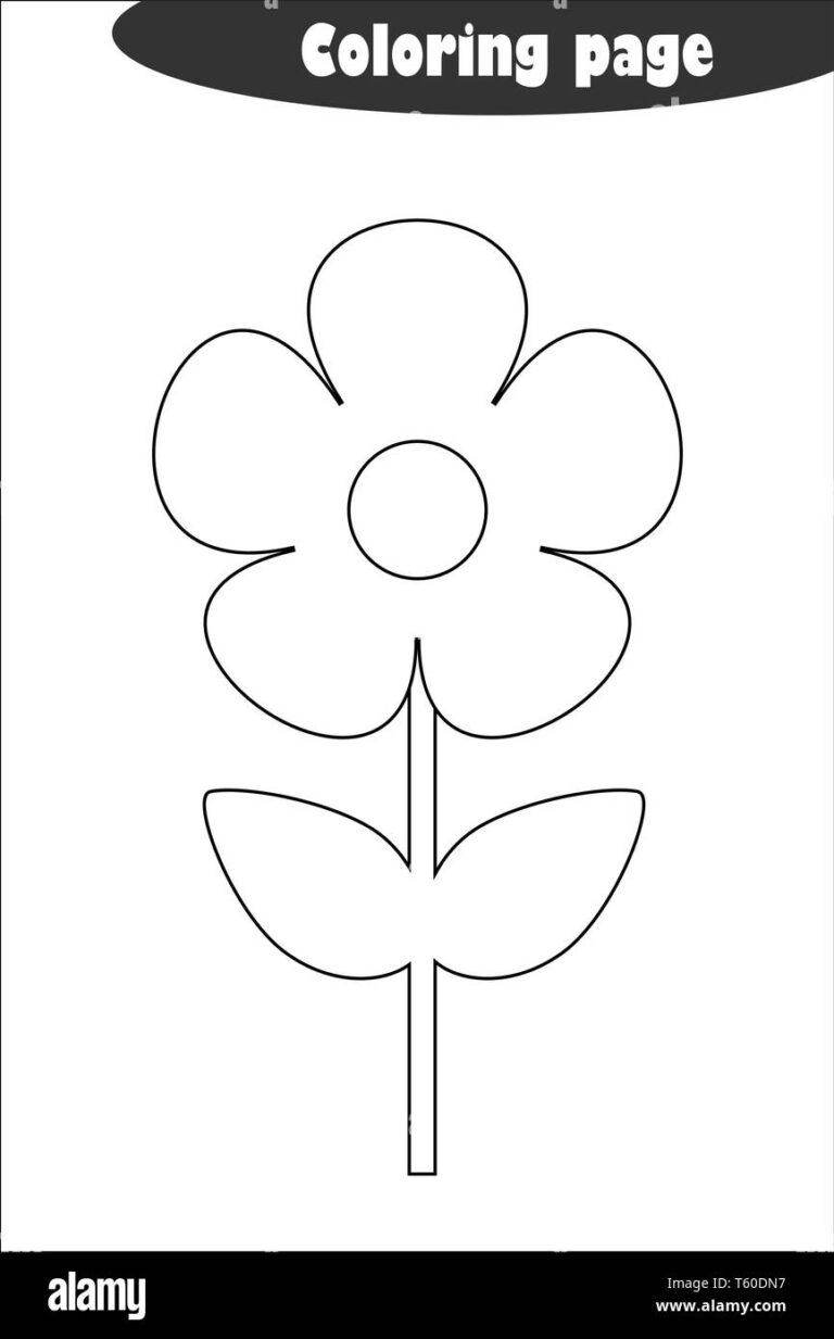 Flower In Cartoon Style Coloring Page Spring Education Paper Game For The Development Of Children Kids Preschool Activity Printable Worksheet Stock Vector Image U0026 Art Alamy