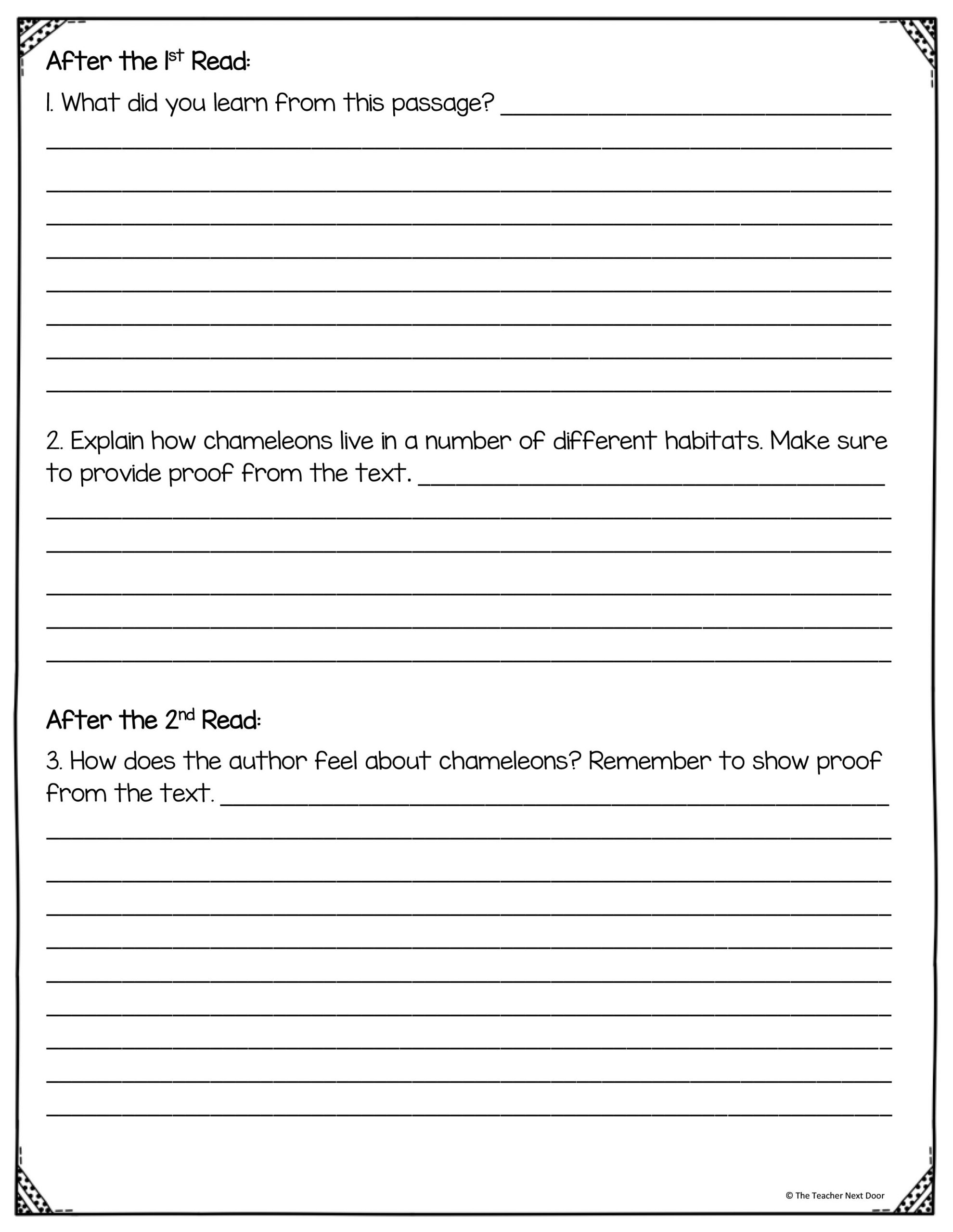 Nonfiction Reading Comprehension Worksheets Grade 3