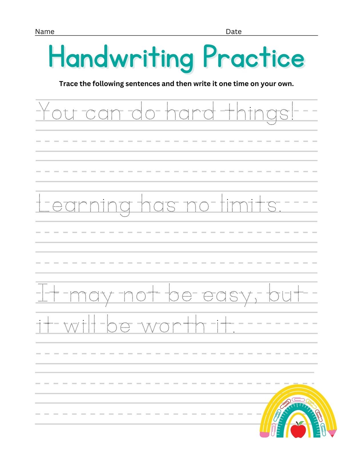 Free Printable Handwriting Worksheet Maker