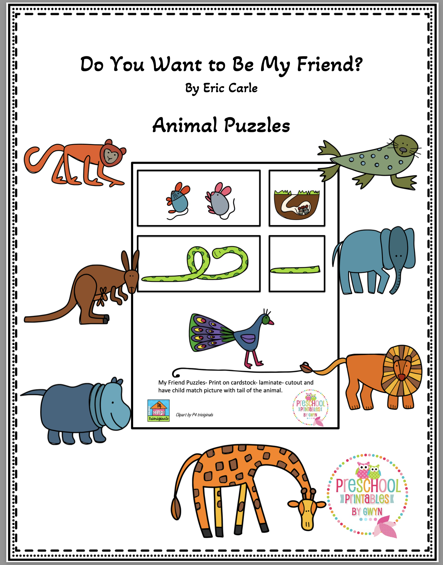 FREE Do You Want To Be My Friend Puzzles Preschool Printables