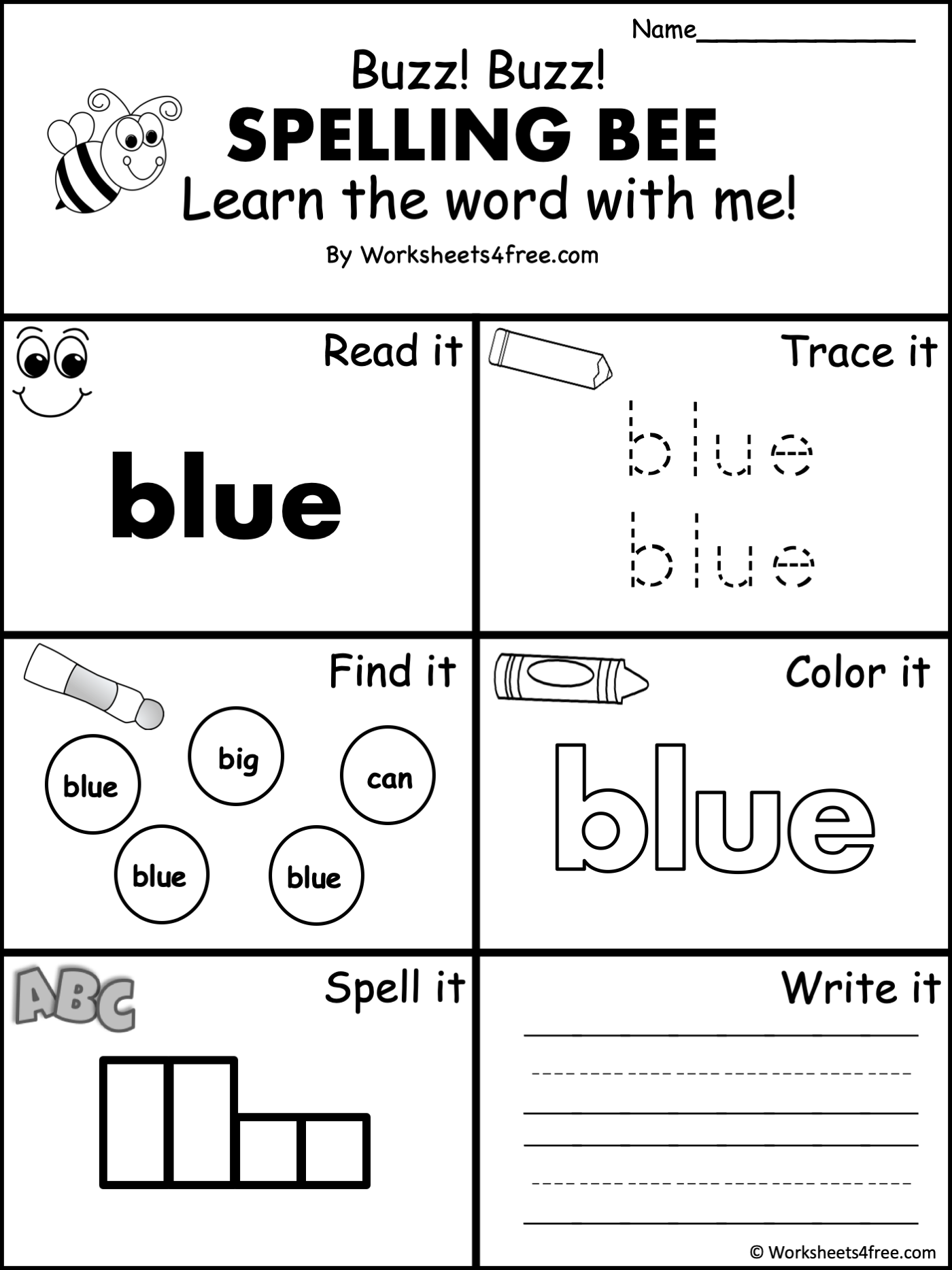 Free Dolch Sight Word Worksheet Blue Worksheets4Free