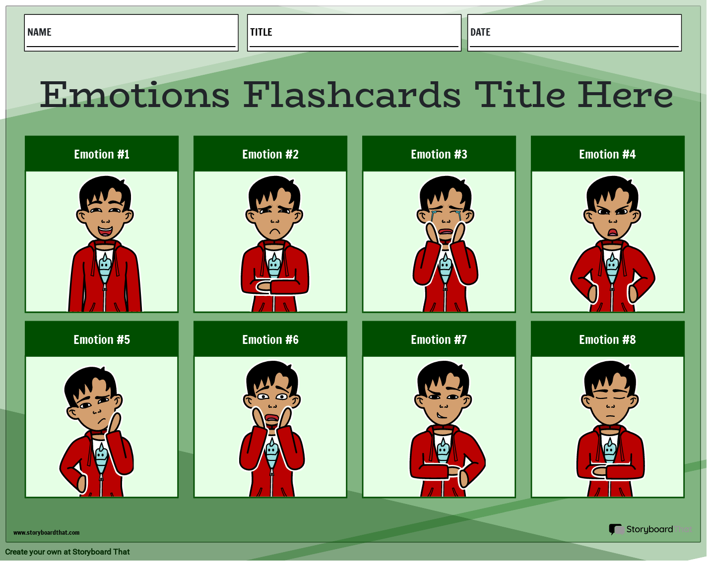 Free Emotions Flashcard Templates Customize And Print