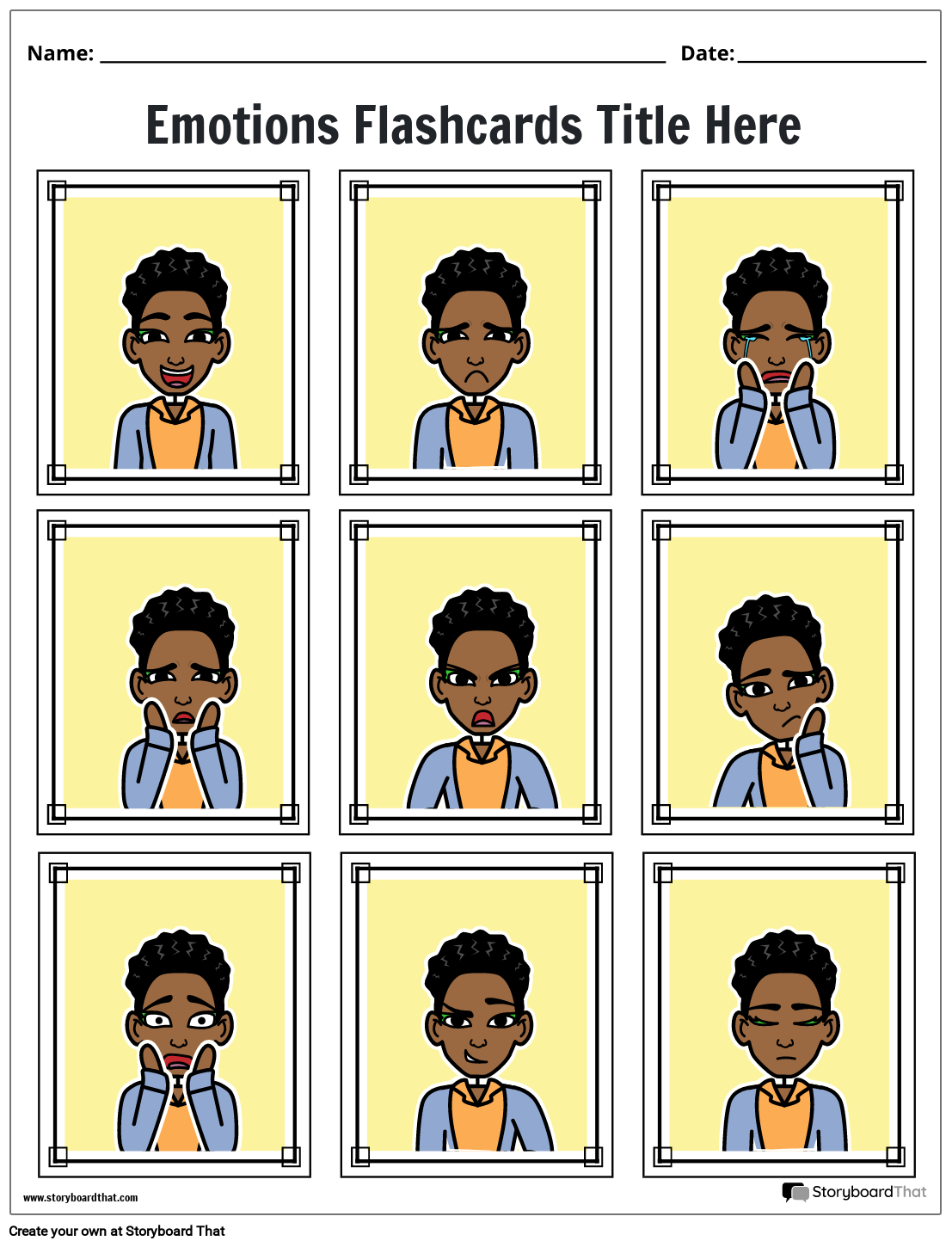 Free Emotions Flashcard Templates Customize And Print