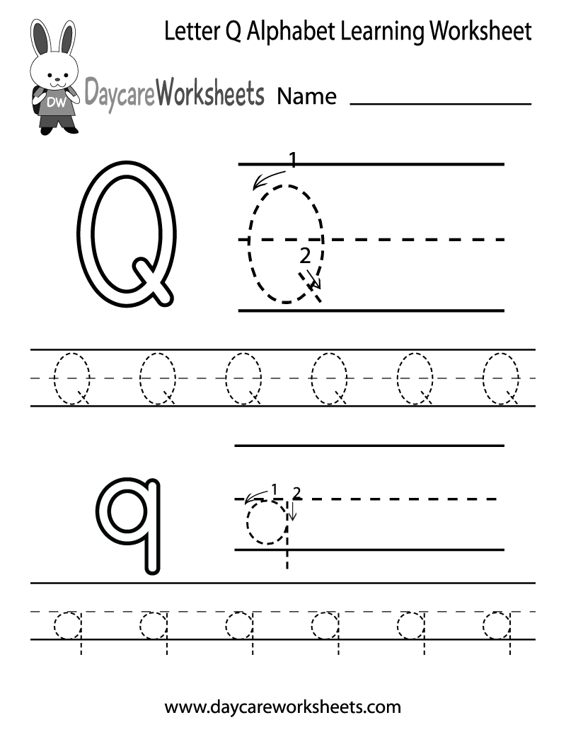 Free Letter Q Alphabet Learning Worksheet For Preschool Worksheets Library