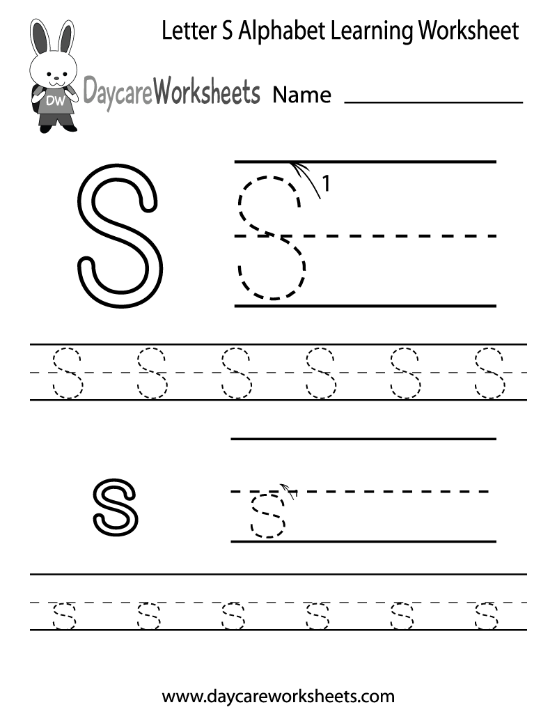 Free Letter S Alphabet Learning Worksheet For Preschool Free Letter S Alphabet Learning Worksheet For Preschool
