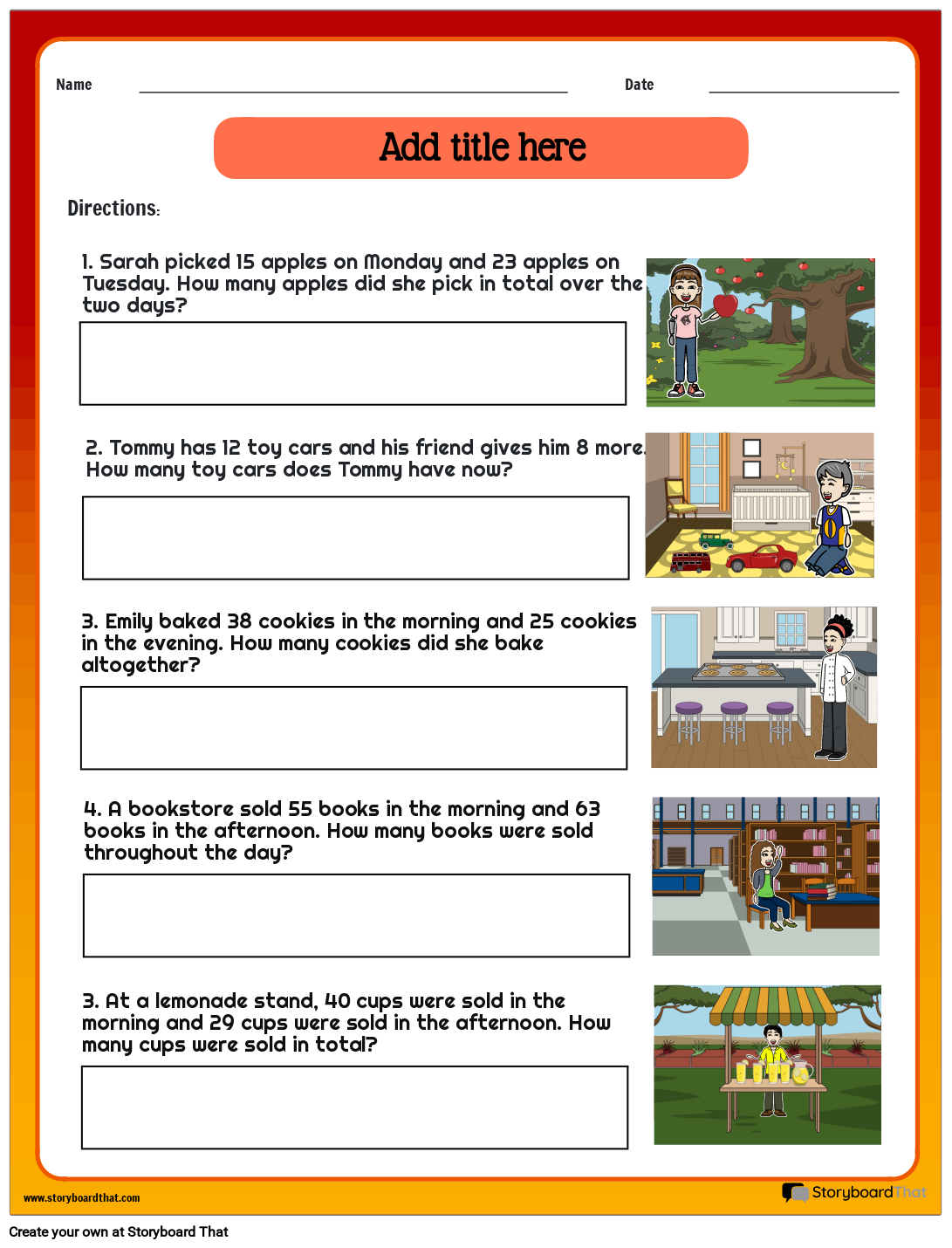 Free Math Word Problem Worksheets Customize And Print 