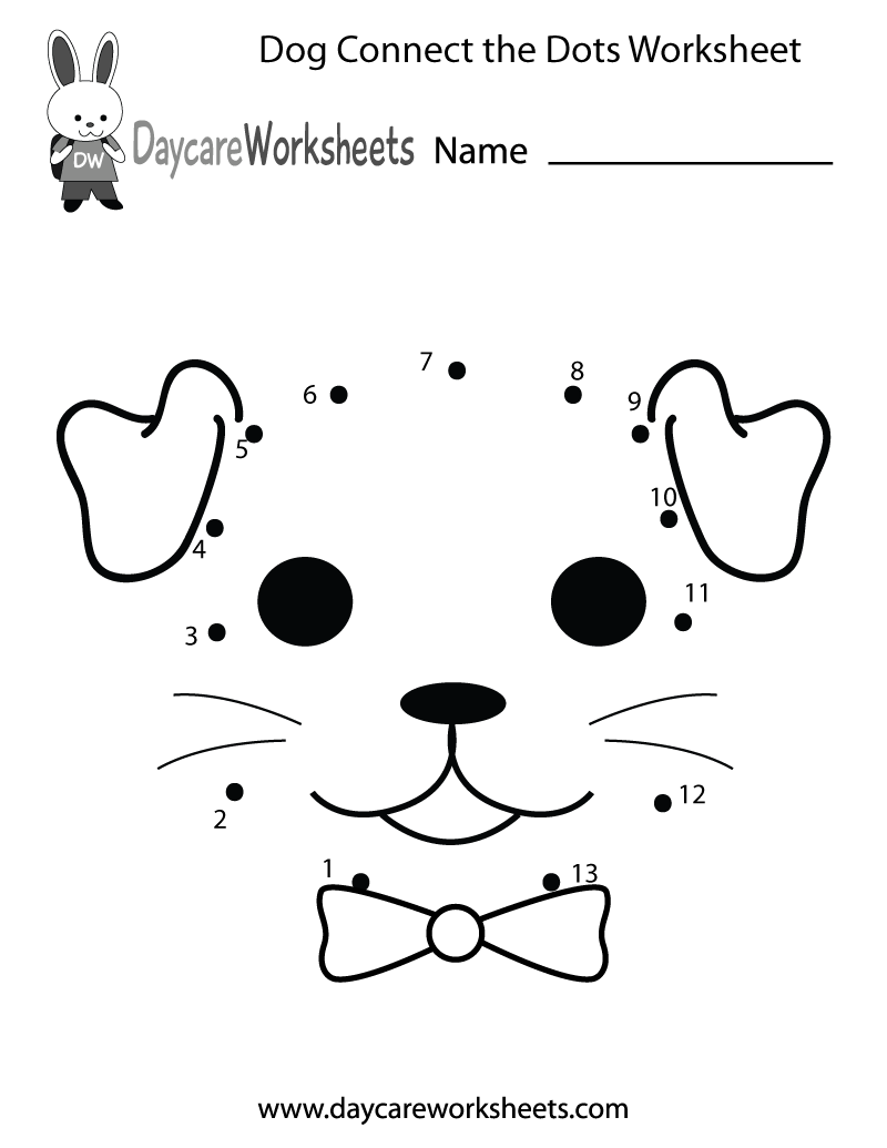 Free Preschool Dog Connect The Dots Worksheet Dot Worksheets Worksheets Library