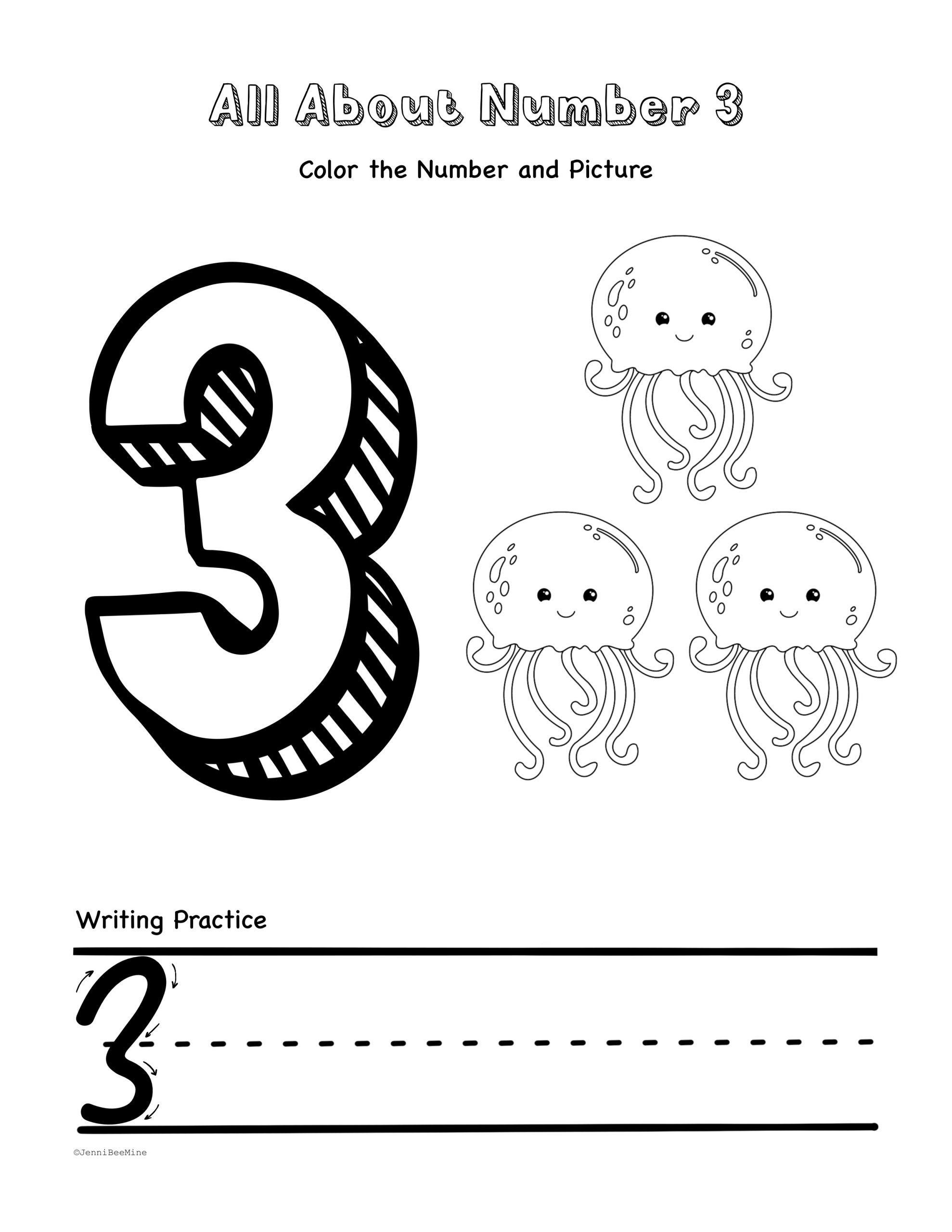 Free Preschool Printables Number 3 Jennibeemine Free Preschool Printables Number 3 Jennibeemine