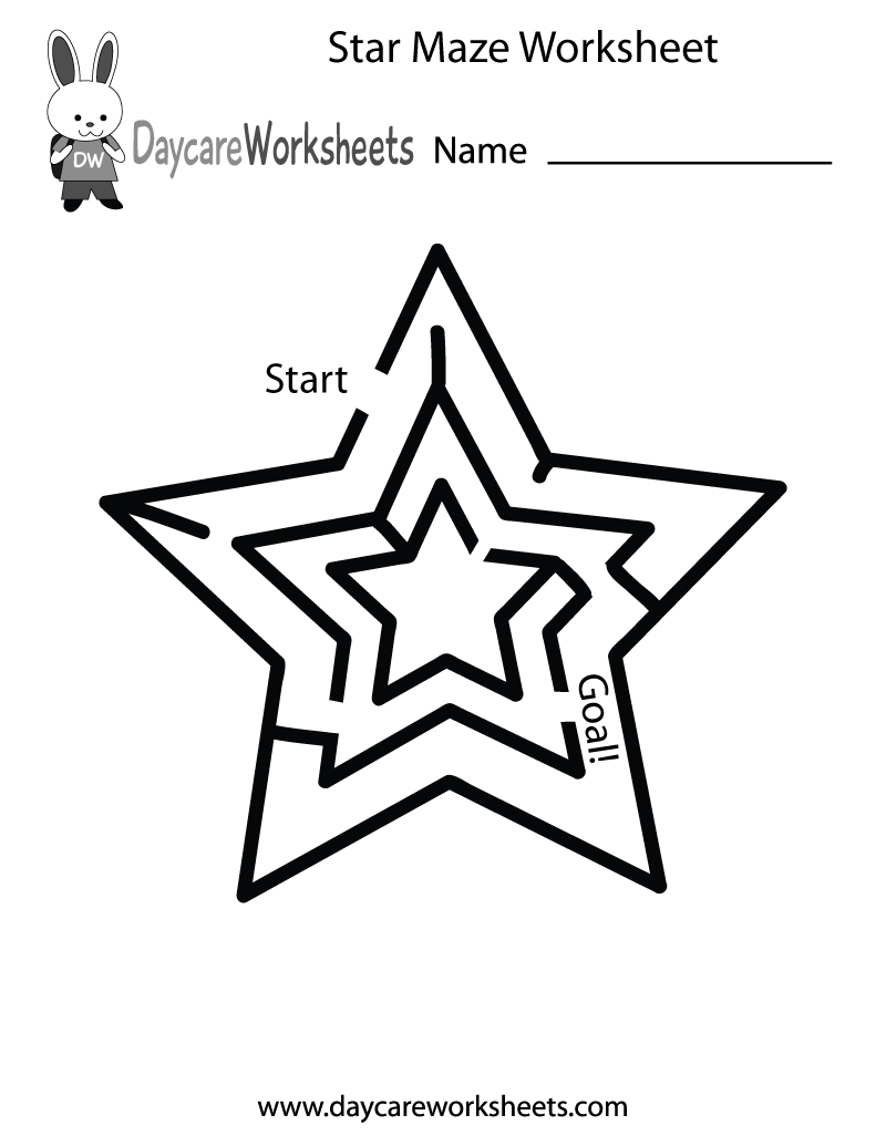 Free Preschool Star Maze Worksheet Free Preschool Star Maze Worksheet