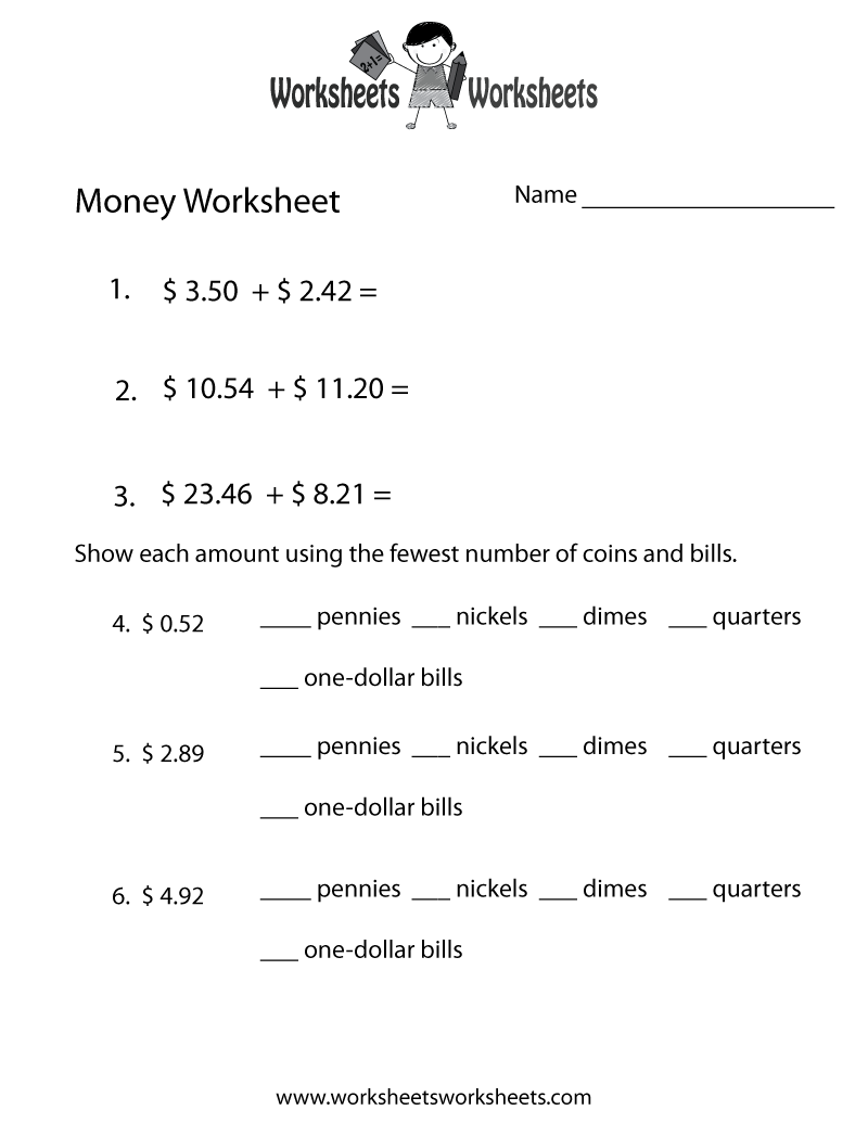 Free Printable Adding Money Worksheet Free Printable Adding Money Worksheet