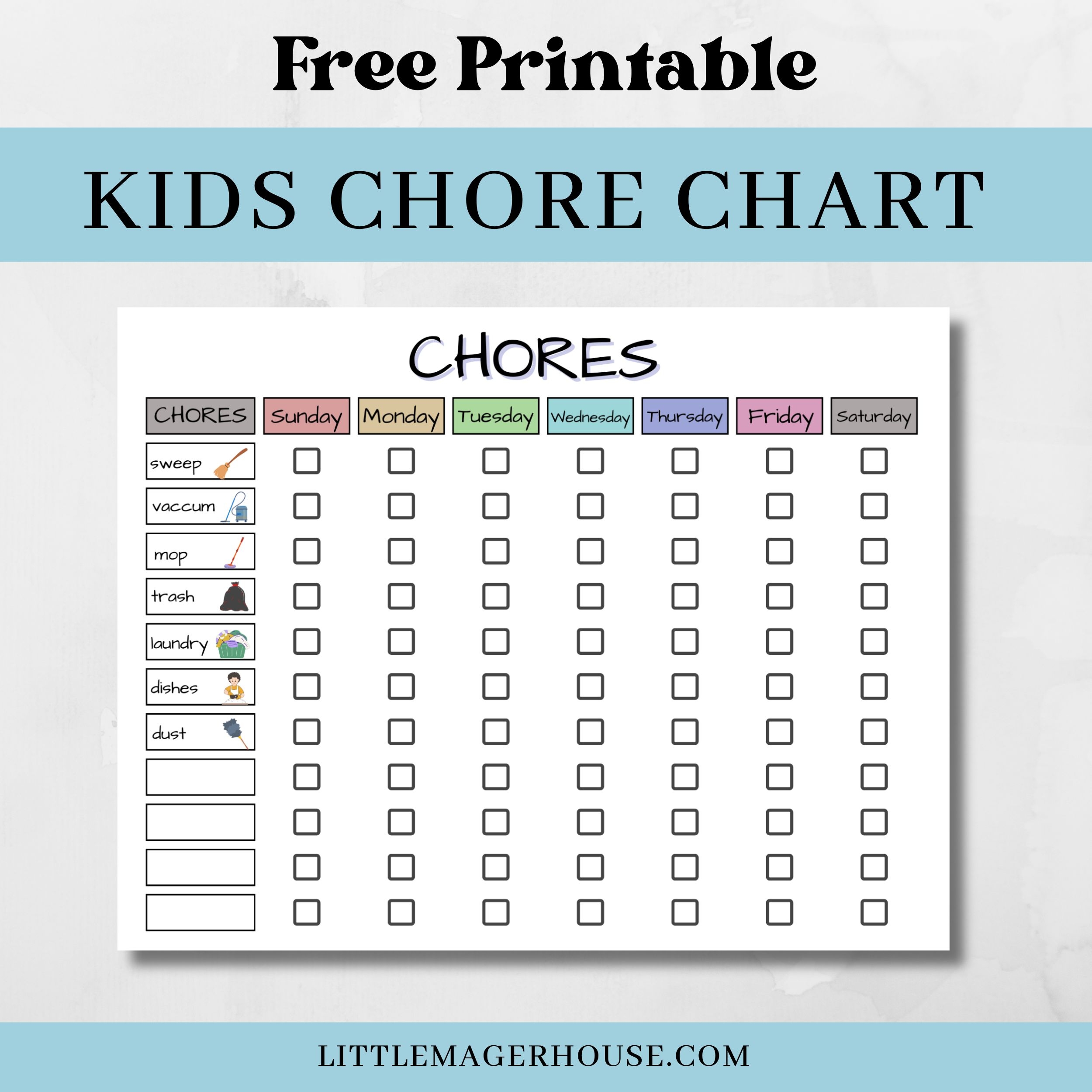 Printable Chore Charts Preschoolers