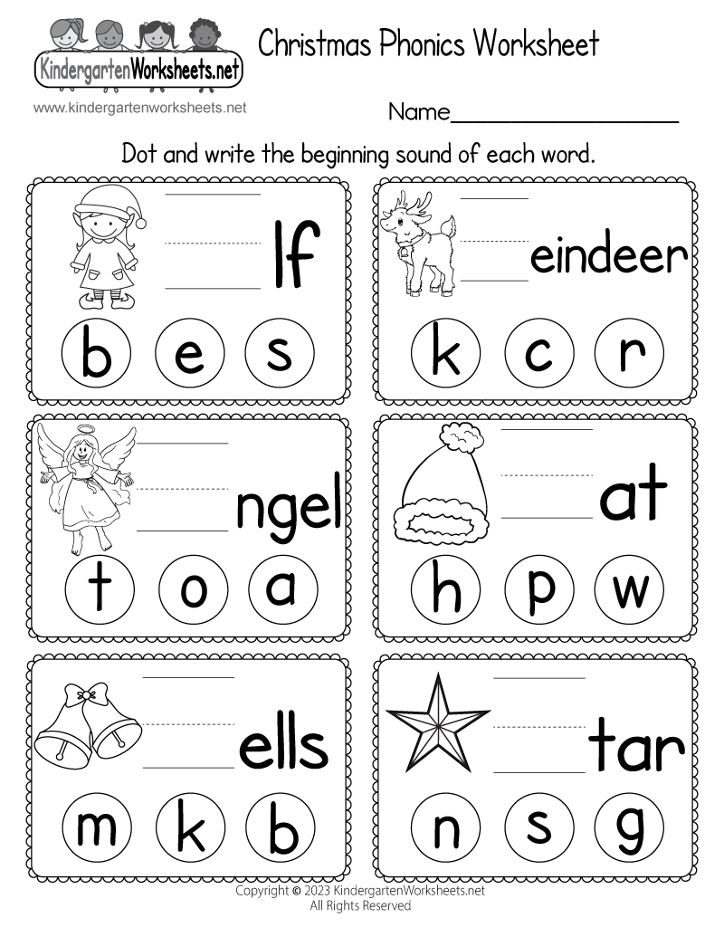 Free Printable Christmas Phonics Worksheet Worksheets Library