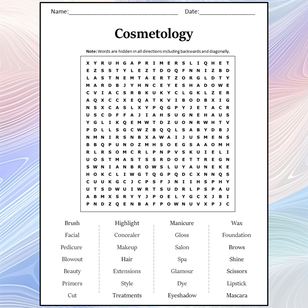 Printable Free Cosmetology Worksheets