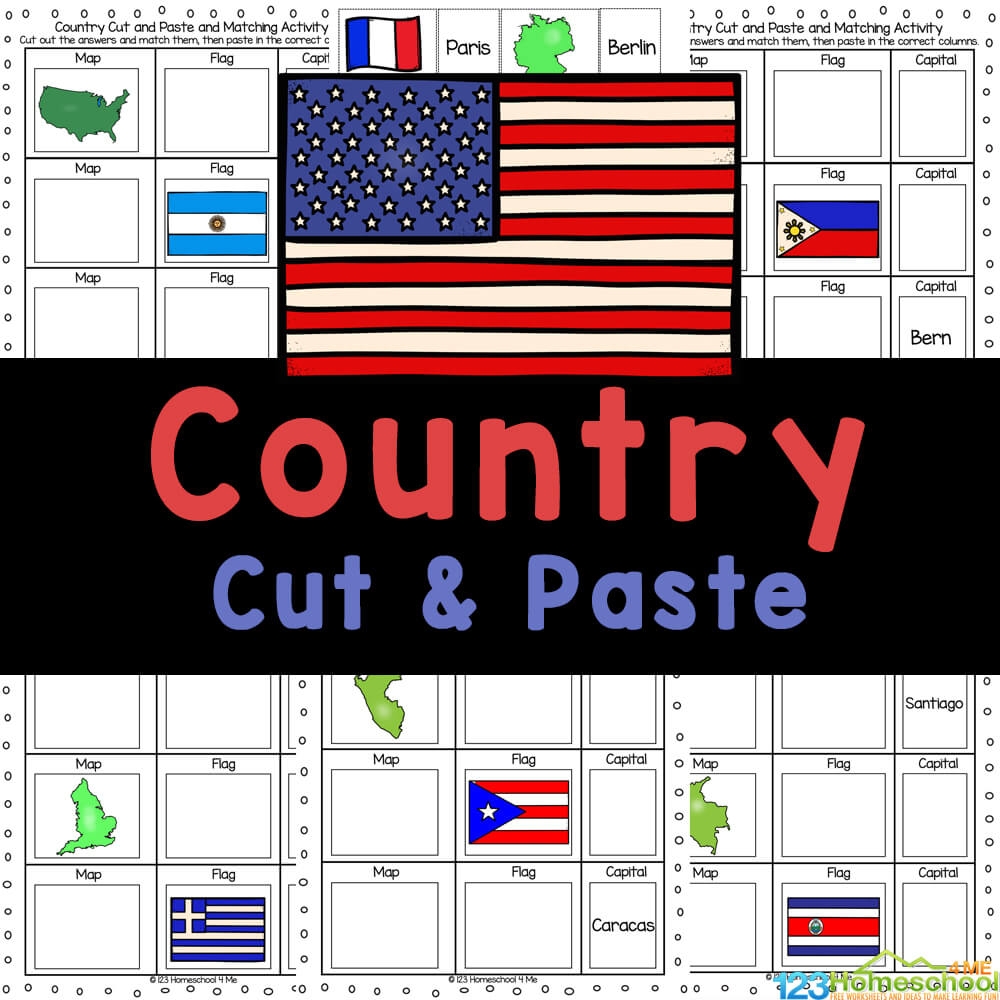FREE Printable Cut and Paste Country Worksheets FREE Printable Cut and Paste Country Worksheets