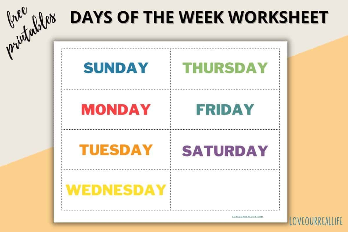 Preschool Printable Days Of The Week