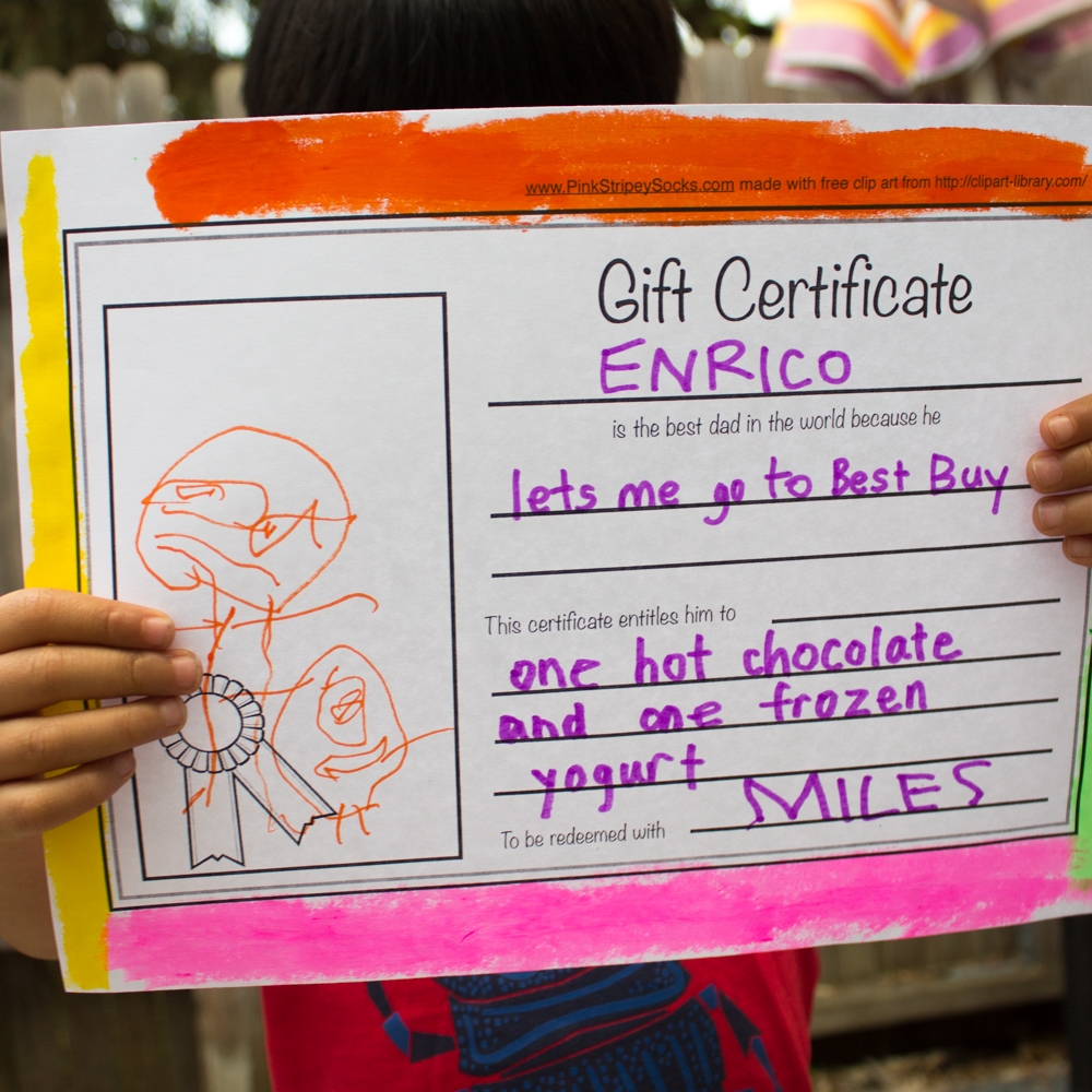 Free Printable Father s Day Gift Certificate Craft Pink Stripey Free Printable Father s Day Gift Certificate Craft Pink Stripey