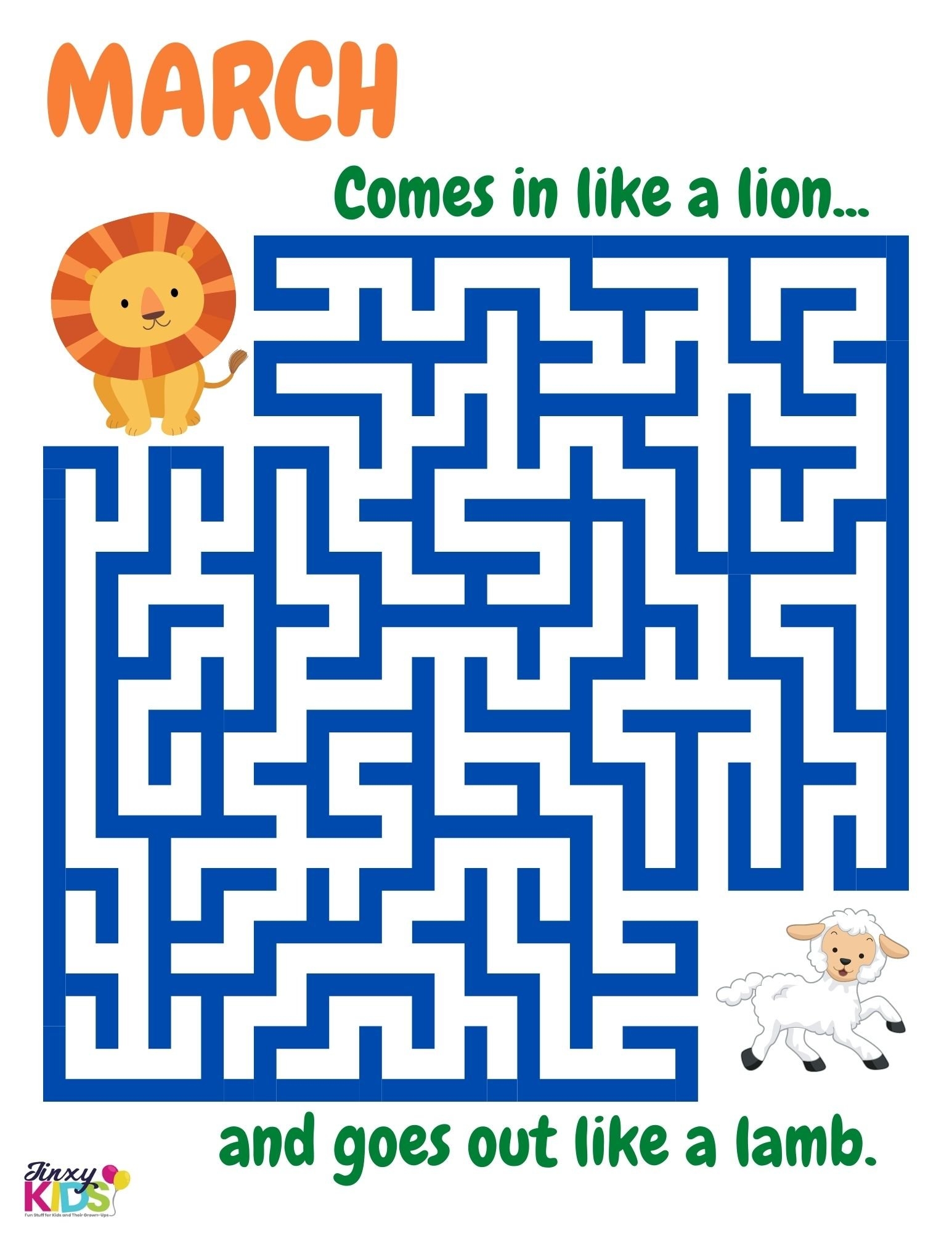 Free Printable March Lion And Lamb Activity Maze Jinxy Kids