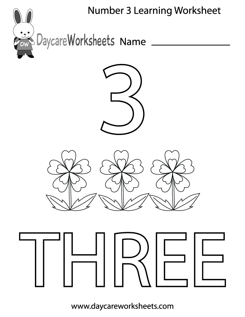Free Printable Number Three Learning Worksheet For Preschool Free Printable Number Three Learning Worksheet For Preschool