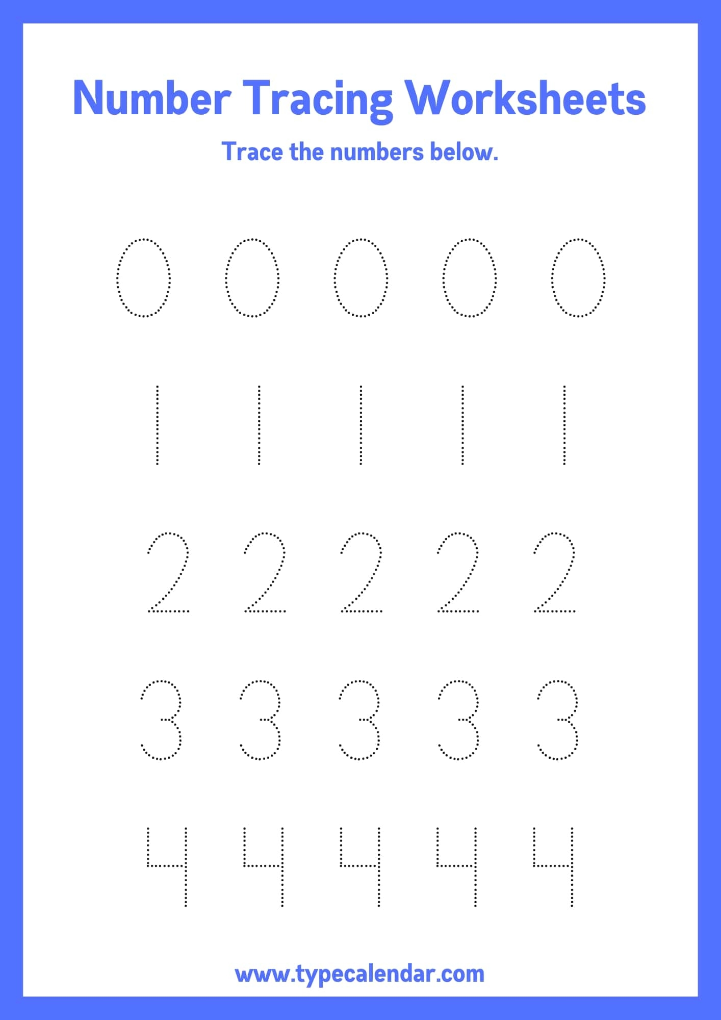 Preschool Number Trace Printables Preschool Number Trace Printables