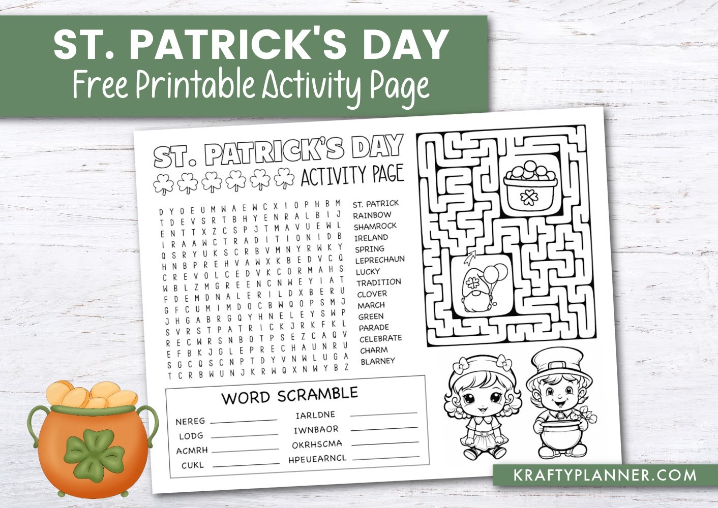 Free Printable St Patricks Day Activity Page Krafty Planner