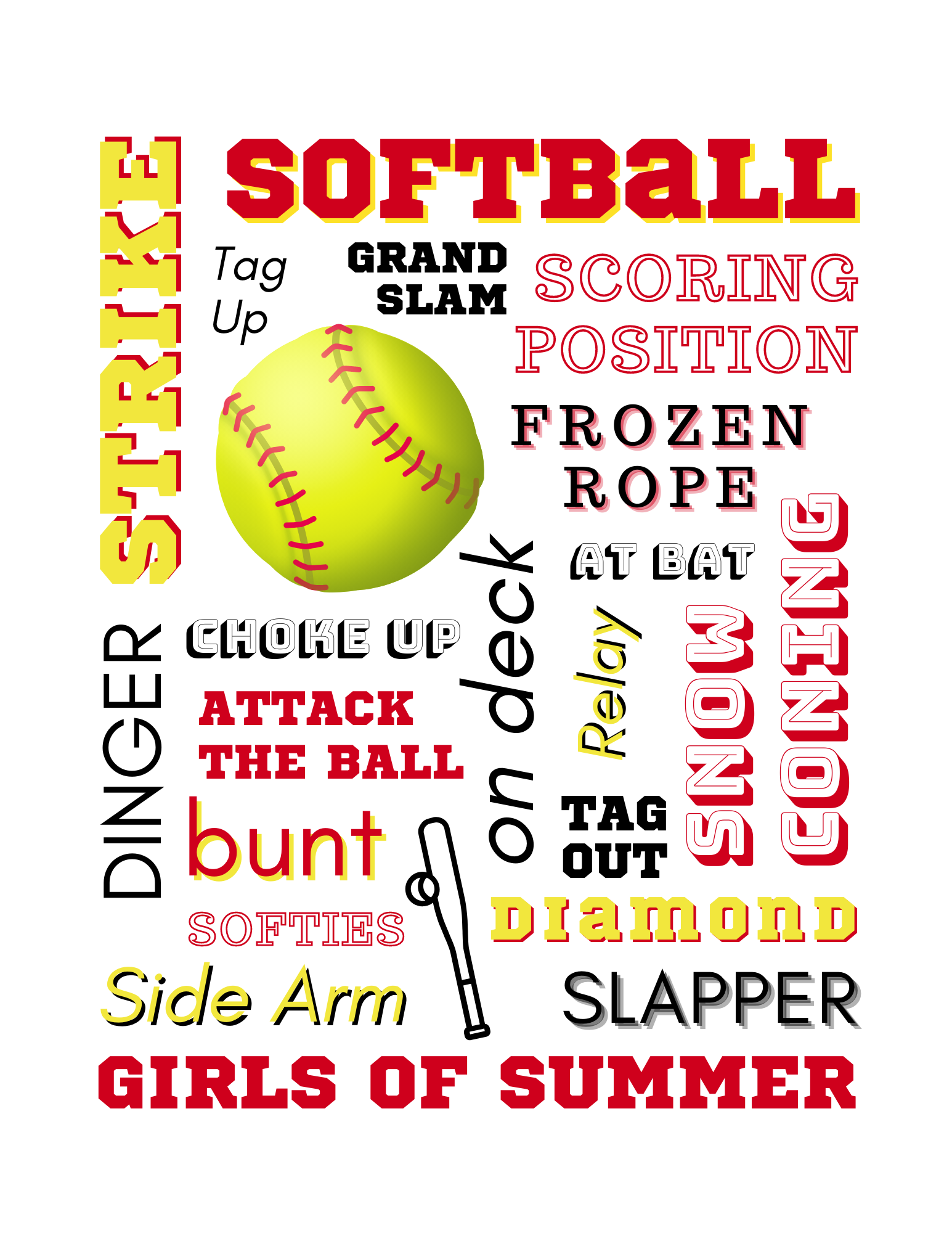 Free Printable Subway Art For Your Favorite Softball Lover Team Worksheets Library
