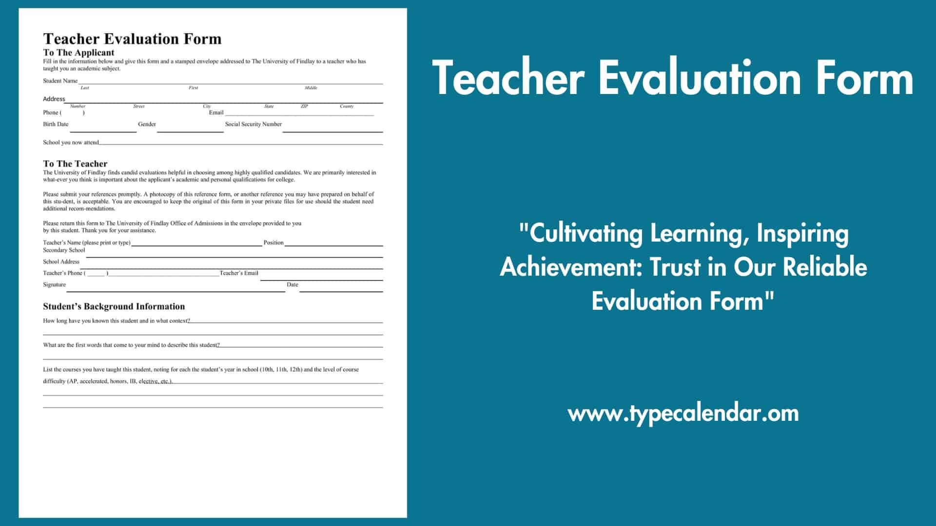 Free Printable Teacher Evaluation Form Templates Word Excel PDF 