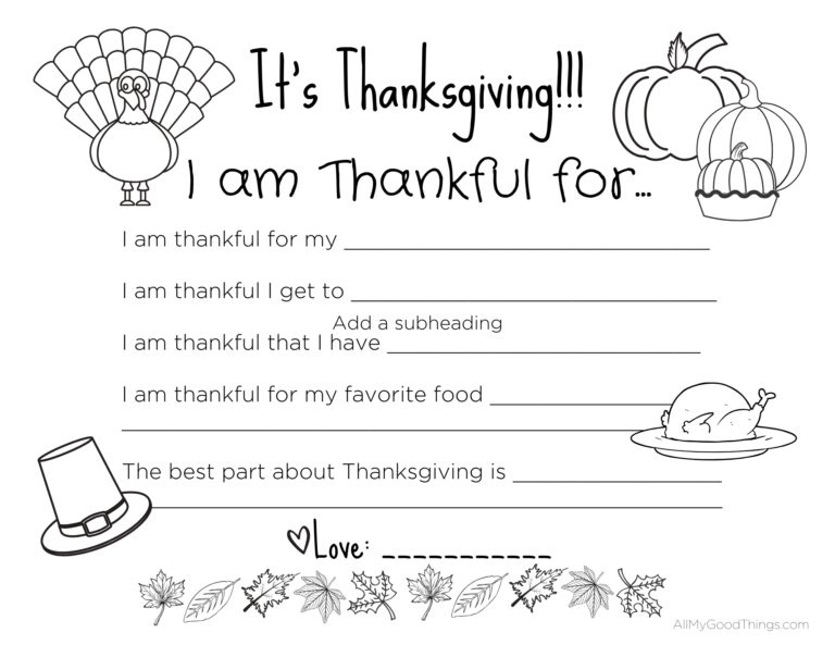 FREE Printable Thanksgiving Placemats For The Kids All My Good Things