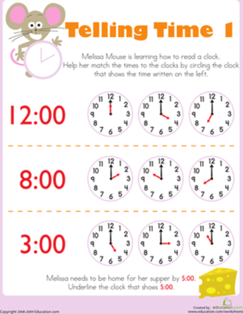 Free Worksheets For Kindergarten Telling Time