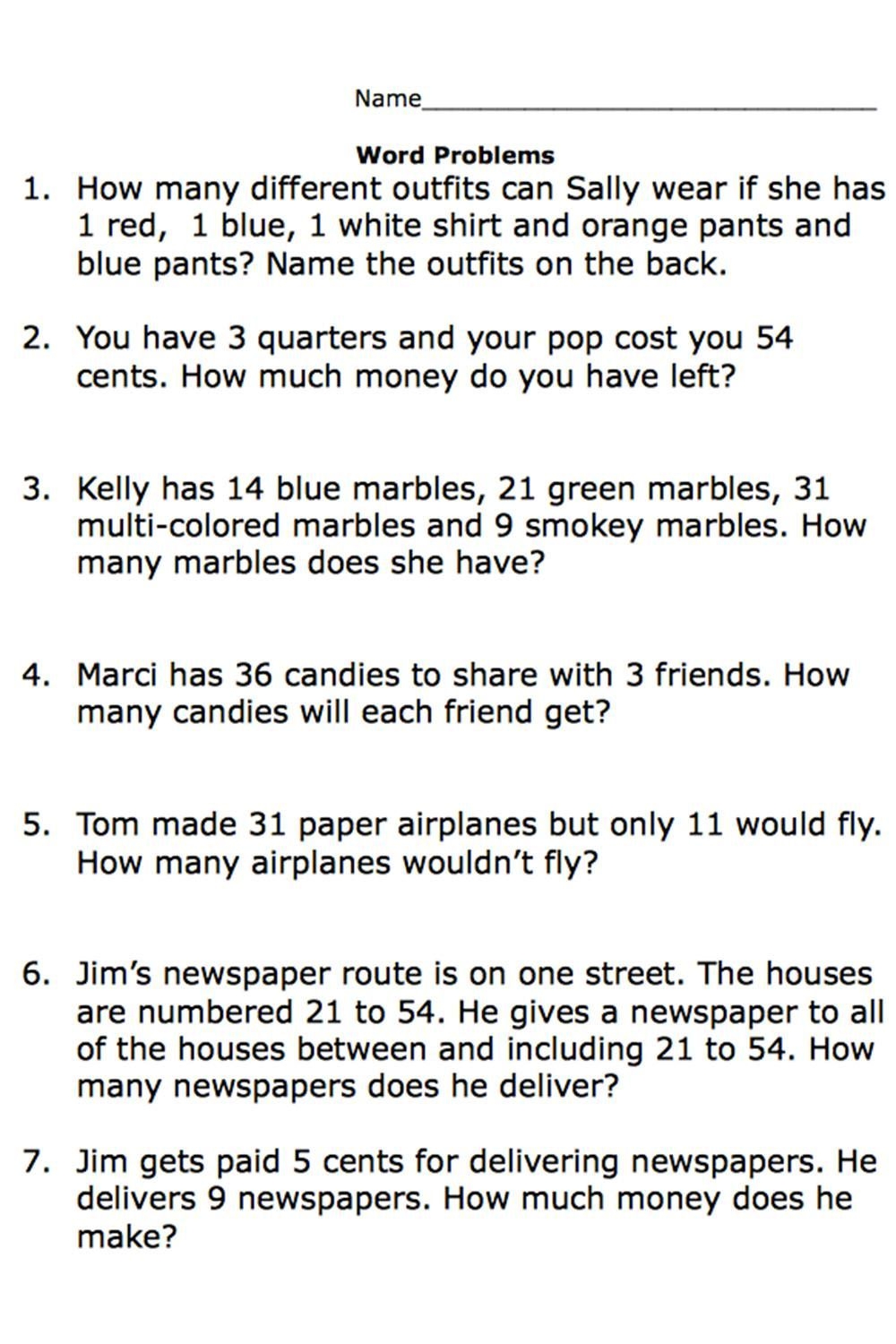 Free Printable Worksheets For Second Grade Math Word Problems Worksheets Library Free Printable Worksheets For Second Grade Math Word Problems Worksheets Library